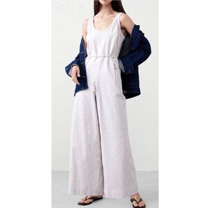 NWT! Banana Republic Beige Flax Linen-Blend Wide-Leg Sleeveless Jumpsuit Large